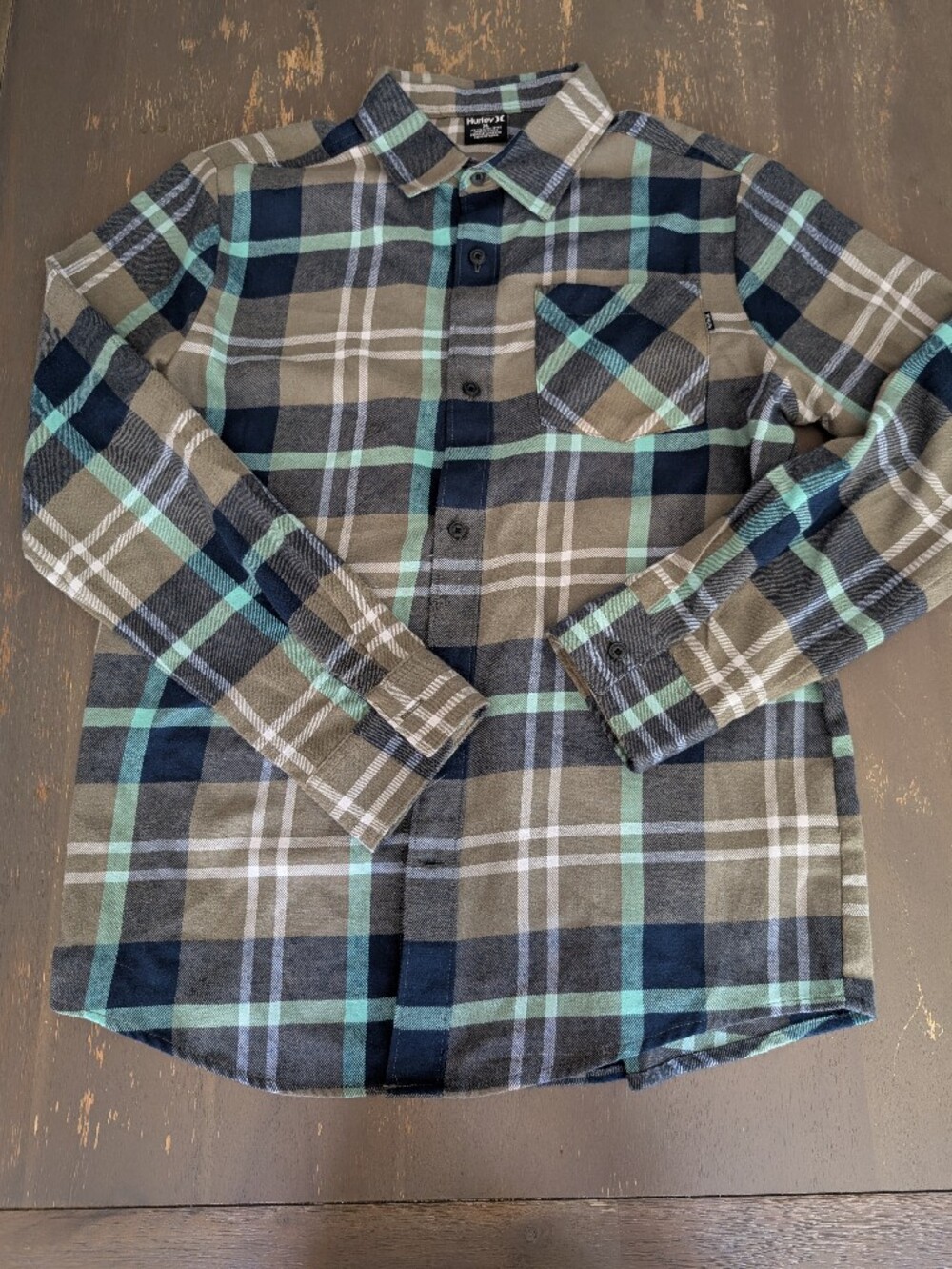 Hurley Boys XL Plaid Flannel Button Down Shirt